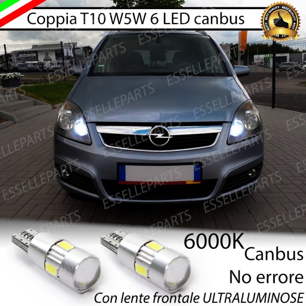 Coppia Lampade T10 W5W LED canbus con lente frontale per luci di posizione per Opel Zafira (B)