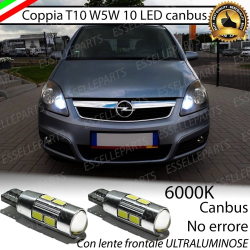 Coppia Lampade T10 W5W LED canbus con lente frontale per luci di posizione per Opel Zafira (B)