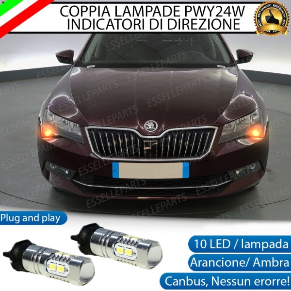 Coppia Lampade PWY24W 10 LED CANBUS PER FRECCE DIREZIONALI Anteriori PER SKODA SUPERB III
