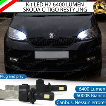 Kit Full LED H7 6400 LUMEN 6000K bianco Abbaglianti SKODA CITIG parabola doppia