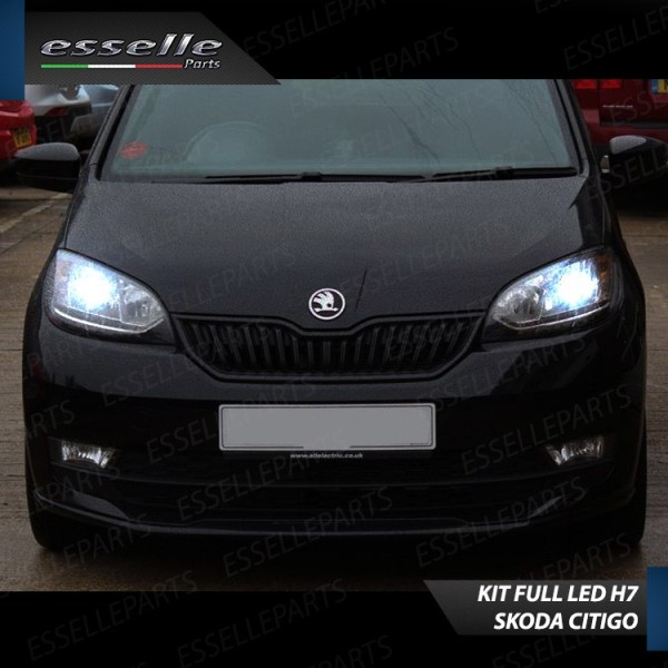 Kit Full LED H7 6400 LUMEN 6000K Anabbaglianti SKODA CITIGO fari a parabola doppia