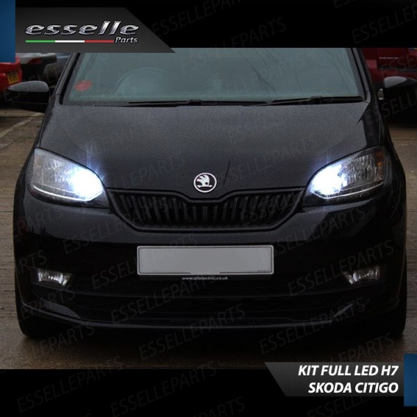 Conversione Fari Full LED 6000K bianco SKODA CITIGO con fari a parabola doppia