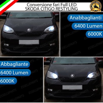 Conversione Fari Full LED 6000K bianco SKODA CITIGO con fari a parabola doppia