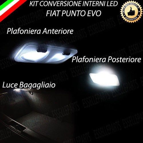 Kit LED interni Completo 6000K Bianco Canbus Fiat Punto EVO con plafoniera doppia