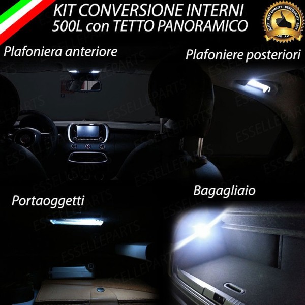 Kit LED interni Medium Pack 6000K Bianco Canbus Fiat 500L con Tetto Panoramico