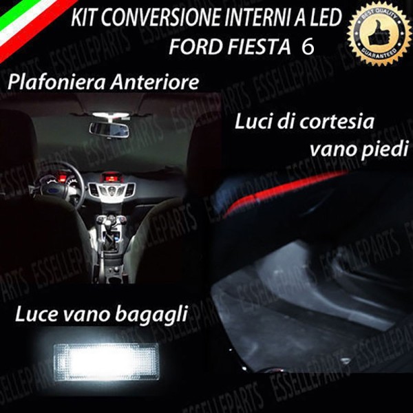Kit LED Interni + Targa 6000K bianco ghiaccio Ford Fiesta MK6 RESTYLING 5 porte