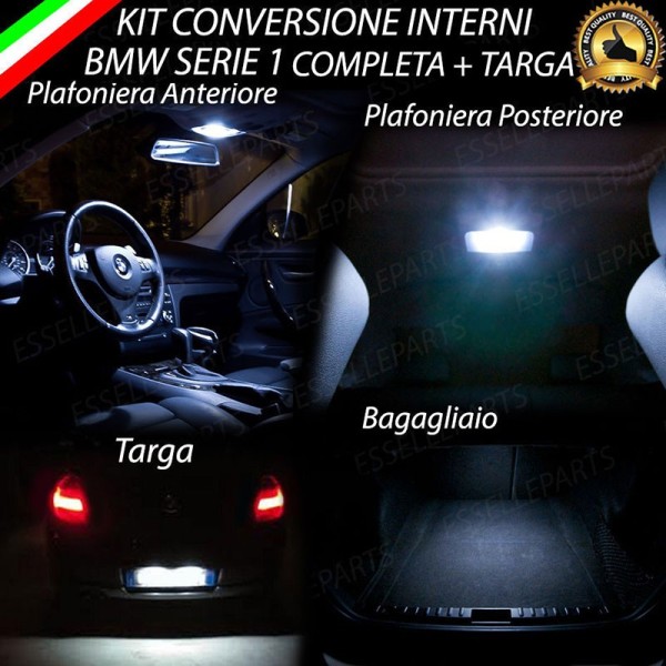 Kit LED Interni + Targa 6000K Luce Bianca Canbus Bmw Serie 1 E87 E88 E81 E82