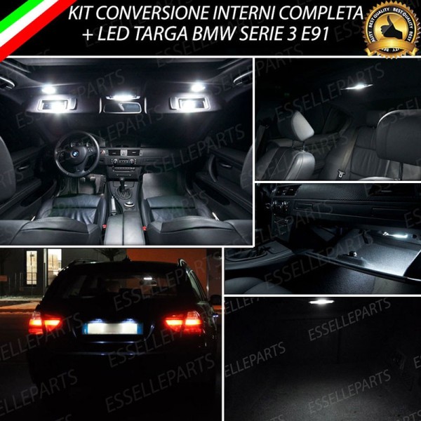 Kit LED interni + Luci targa LED 6000K Luce Bianca Canbus Bmw Serie 3 E91 Touring