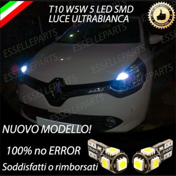 Coppia luci di posizione T10 W5W 5 LED canbus 6000K Bianco Renault Clio 4