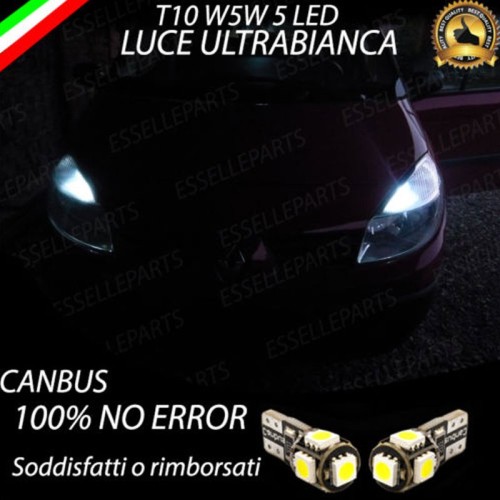 Coppia Lampade T10 W5W 5 LED Canbus 6000K RENAULT SCENIC 2 con fari a parabola