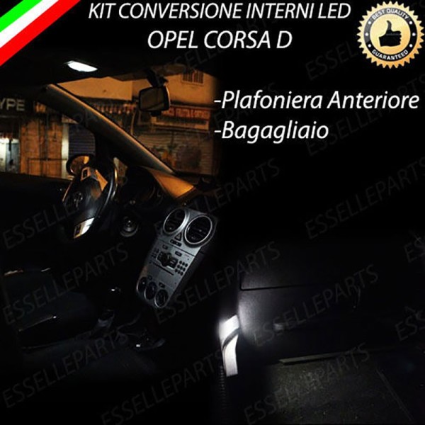 Kit LED interni Medium Pack 6000K Bianco Canbus Opel Corsa D con plafoniera a 3 Punti