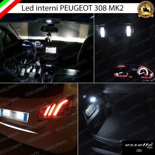Kit LED interni + Luci targa LED 6000K Canbus Peugeot 308 MK2 con interni alogeni