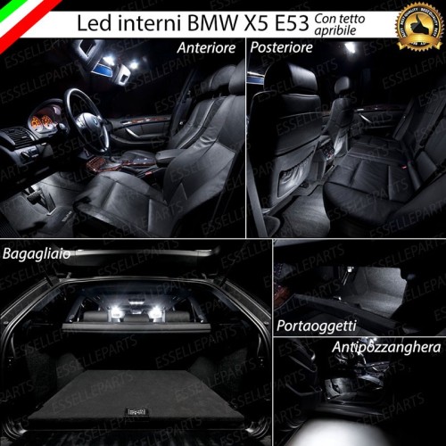 Kit LED interni Completo 6000K Bianco Canbus BMW X5 E53 con Tetto Panoramico