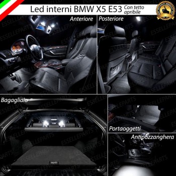 Kit LED interni Completo 6000K Bianco Canbus BMW X5 E53 con Tetto Panoramico