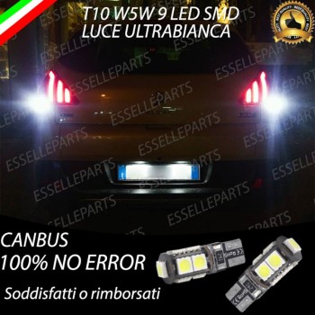 Coppia Luci Targa T10 W5W 9 LED canbus 6000K Bianco per Peugeot 3008 Restyling