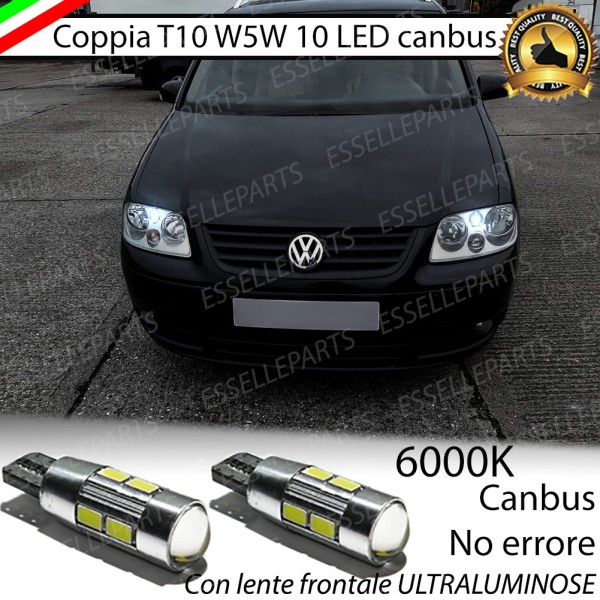Coppia Lampade T10 W5W LED canbus con lente frontale per luci di posizione per Volkswagen Touran (V1)