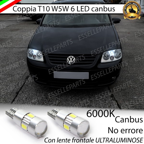 Coppia Lampade T10 W5W LED canbus con lente frontale per luci di posizione per Volkswagen Touran (V1)