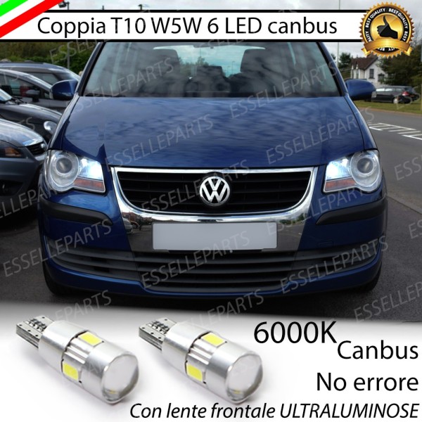 Coppia Lampade T10 W5W LED canbus con lente frontale per luci di posizione per Volkswagen Touran (V2)