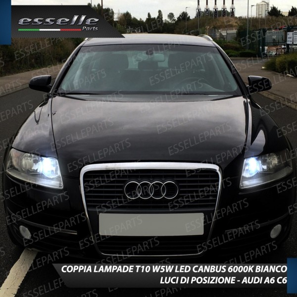 Coppia luci di posizione T10 W5W 10 LED canbus 6000K Bianco Audi A6 C6 Dal 2009