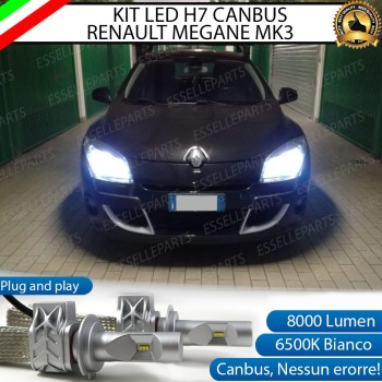 Kit Full LED H7 8000 Lumen 6000K Anabbaglianti RENAULT MEGANE 3 con fari a parabola