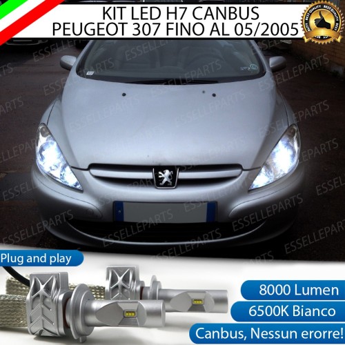 Kit Full LED H7 8000 Lumen 6000K bianco Anabbaglianti Peugeot 307 Pre-Restyling