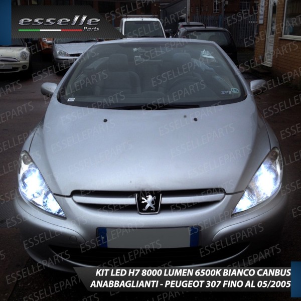 Kit Full LED H7 8000 Lumen 6000K bianco Anabbaglianti Peugeot 307 Pre-Restyling