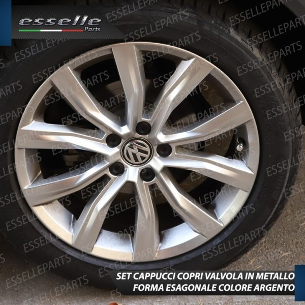 Set 4 Tappi Coprivalvola Argentati in alluminio per Skoda Kamiq