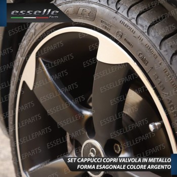 Set 4 Tappi Coprivalvola Argentati in alluminio per Jeep Wrangler IV