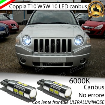 Coppia Lampade T10 W5W LED canbus con lente frontale per luci di posizione per JEEP COMPASS MK1 Coppia Lampade T10 W5W LED canbus con lente frontale per luci di posizione per JEEP COMPASS MK1