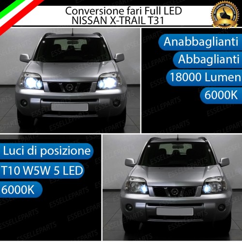 Conversione Fari Full LED 6000K bianco NISSAN X TRAIL MK2 con Fari a parabola