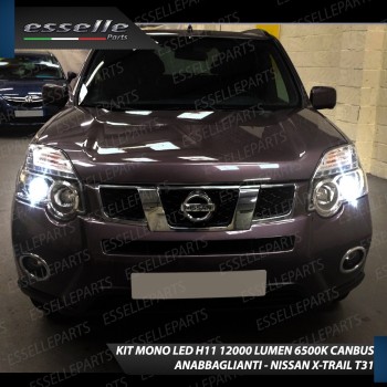Kit Mono LED H11 12000 Lumen 6000K Anabbaglianti NISSAN X TRAIL MK2 Con Lenticolare