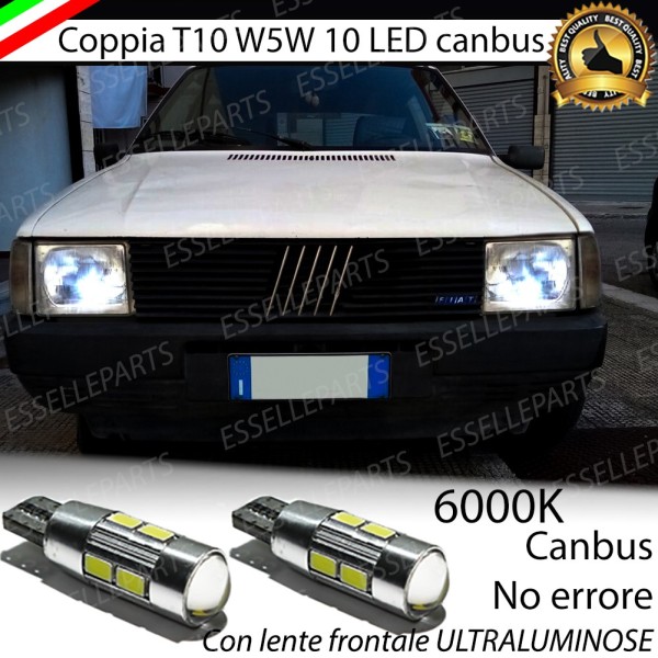 Coppia Lampade T10 W5W LED canbus con lente frontale per luci di posizione per FIAT UNO