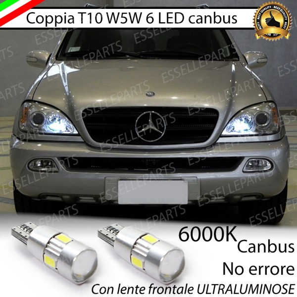 Coppia luci di posizione T10 W5W 6 LED canbus 6000K Mercedes ML W163 Dal 09/2000