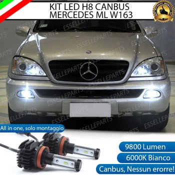Kit Full LED H8 9800 Lumen 6000K bianco Fendinebbia per Mercedes ML W163 Dal 09/2000