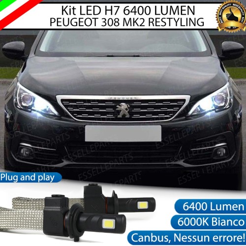 Kit Full LED H7 6400 Lumen 6000K Abbaglianti PEUGEOT 308 MK2 Con Fari Lenticolari