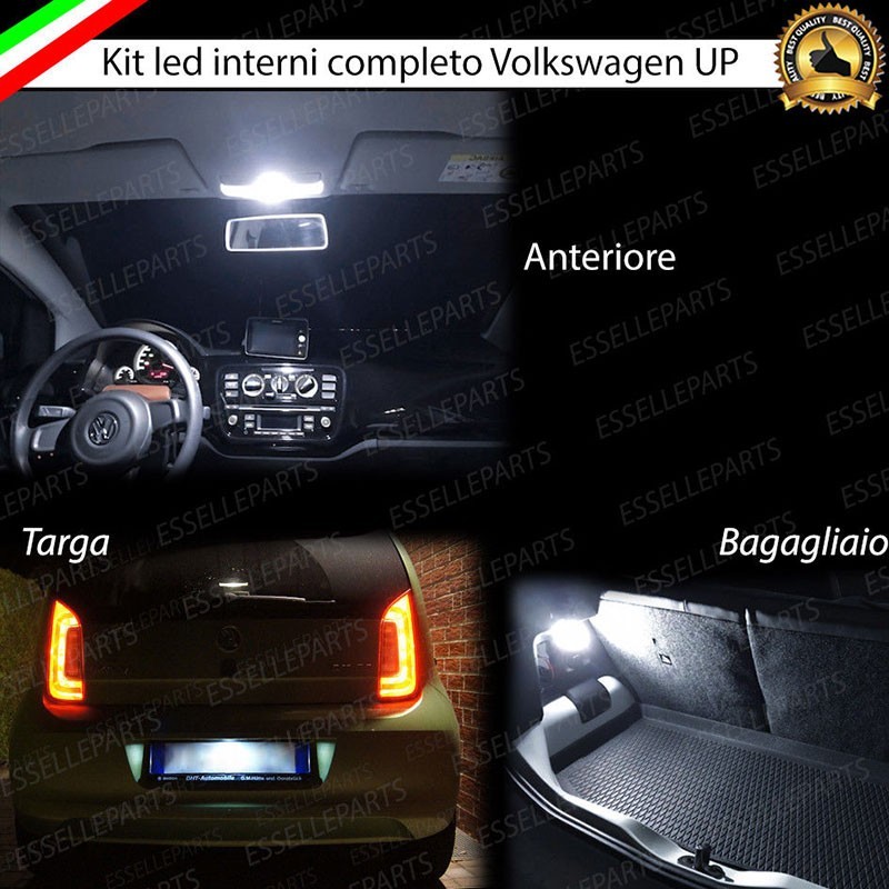 Kit LED Interni Completo + Luci Targa LED Per Vw Up 6000K Bianco