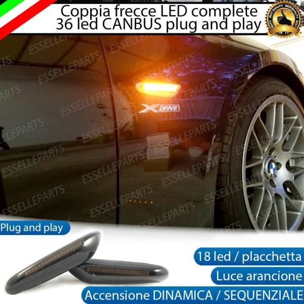 PLACCHETTE LED FRECCE LATERALI NERE 18 LED SPECIFICHE PER BMW SERIE 5 E60 E61