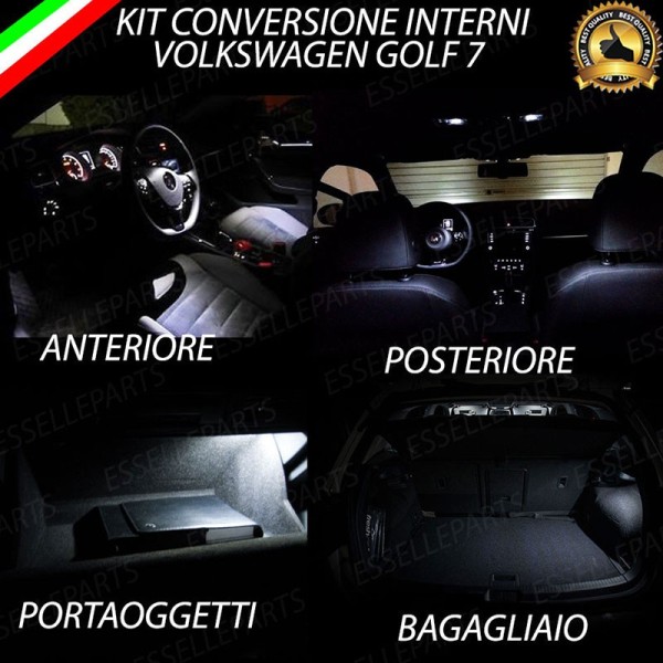 Kit LED interni Completo 6000K Bianco Canbus VW Golf MK7 RESTYLING con interni alogeni