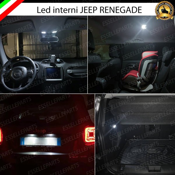 Kit LED interni + LED targa 6000K Luce Bianca Canbus Jeep Renegade senza tetto panoramico