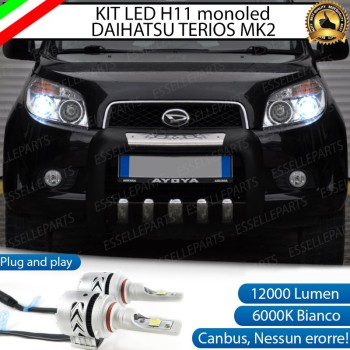 Kit Mono LED H11 12000 Lumen 6000K Anabbaglianti DAIHATSU TERIOS 2 Fari Lenticolari
