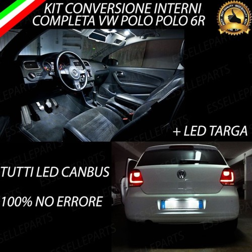 Kit LED interni + Luci targa LED 6000K bianco Canbus VW Polo 6R 6C1 Dal 2014