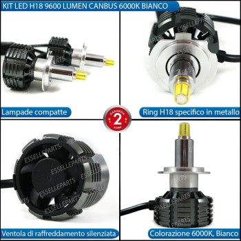 Kit FULL LED 360° H18 9600 LUMEN Canbus 6000K Bianco Ghiaccio