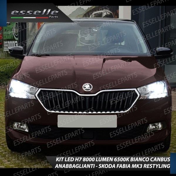 Kit Full LED H7 8000 Lumen 6000K bianco Anabbaglianti SKODA Fabia 3 Restyling