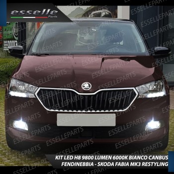 Kit Full LED H8 9800 Lumen 6000K bianco Fendinebbia per Skoda Fabia 3 Restyling