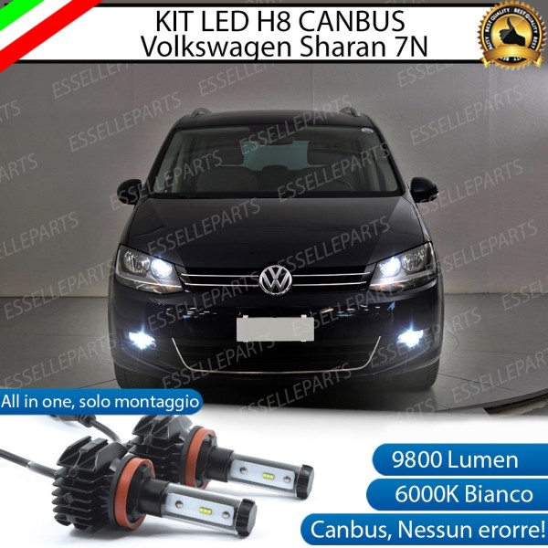 KIT LED H8 9800 LUMEN CANBUS 6000K BIANCO GHIACCIO VW SHARAN 7N