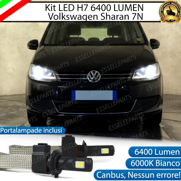 Kit Full LED H7 6400 LUMEN Anabbaglianti VW SHARAN 7N + portalampade specifici