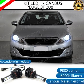 Kit Full LED H7 9800 Lumen 6000K bianco Anabbaglianti PEUGEOT 308 MK2 fari a parabola