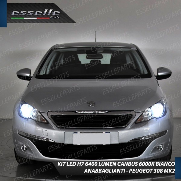 Kit Full LED H7 9800 Lumen 6000K bianco Anabbaglianti PEUGEOT 308 MK2 fari a parabola