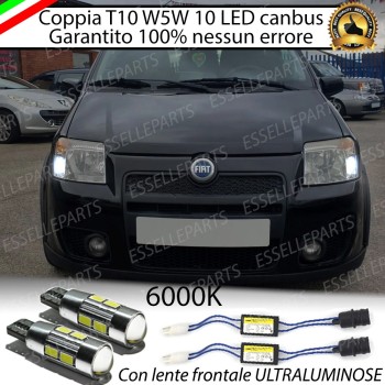 Coppia luci di posizione T10 W5W 10 LED canbus 6000K Bianco Fiat Panda MK2 169 Cross