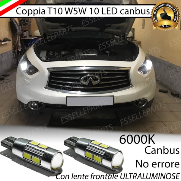 Coppia Lampade T10 W5W LED canbus con lente frontale per luci di posizione per INFINITI FX